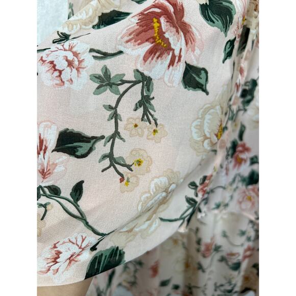 Torrid Tunic 2 2X Pink Green Floral Sheer Hi Lo Peplum Cottagecore Babydoll - Picture 5 of 11